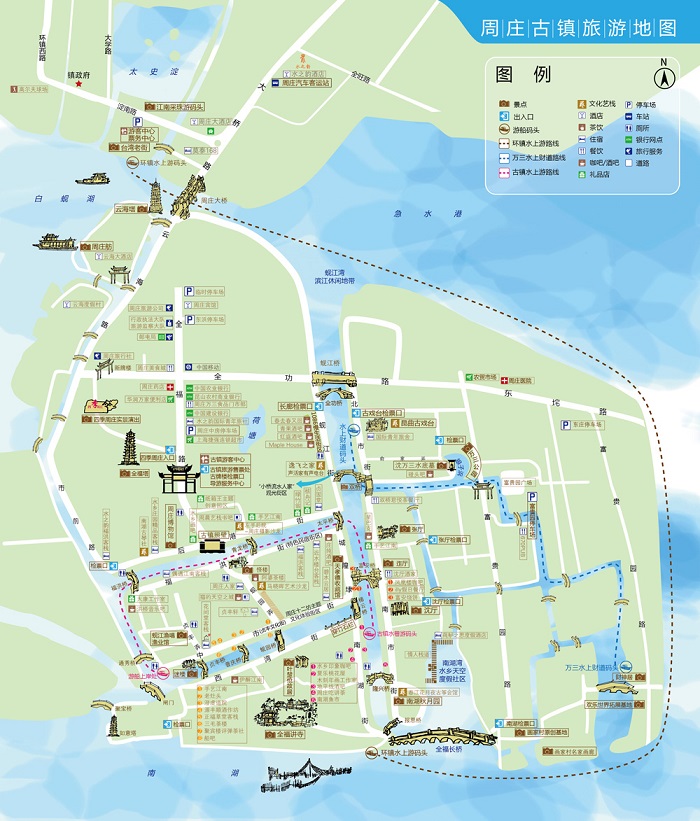 周庄古镇旅游地图